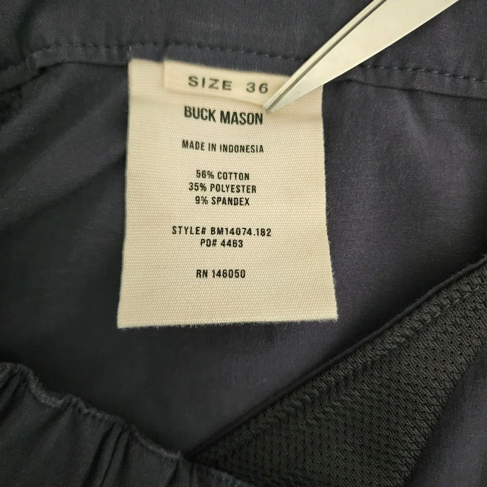 Buck Mason Deck Shorts Mens 36 Navy Blue Hybrid Cotton Spandex 6.5 Inseam Beach